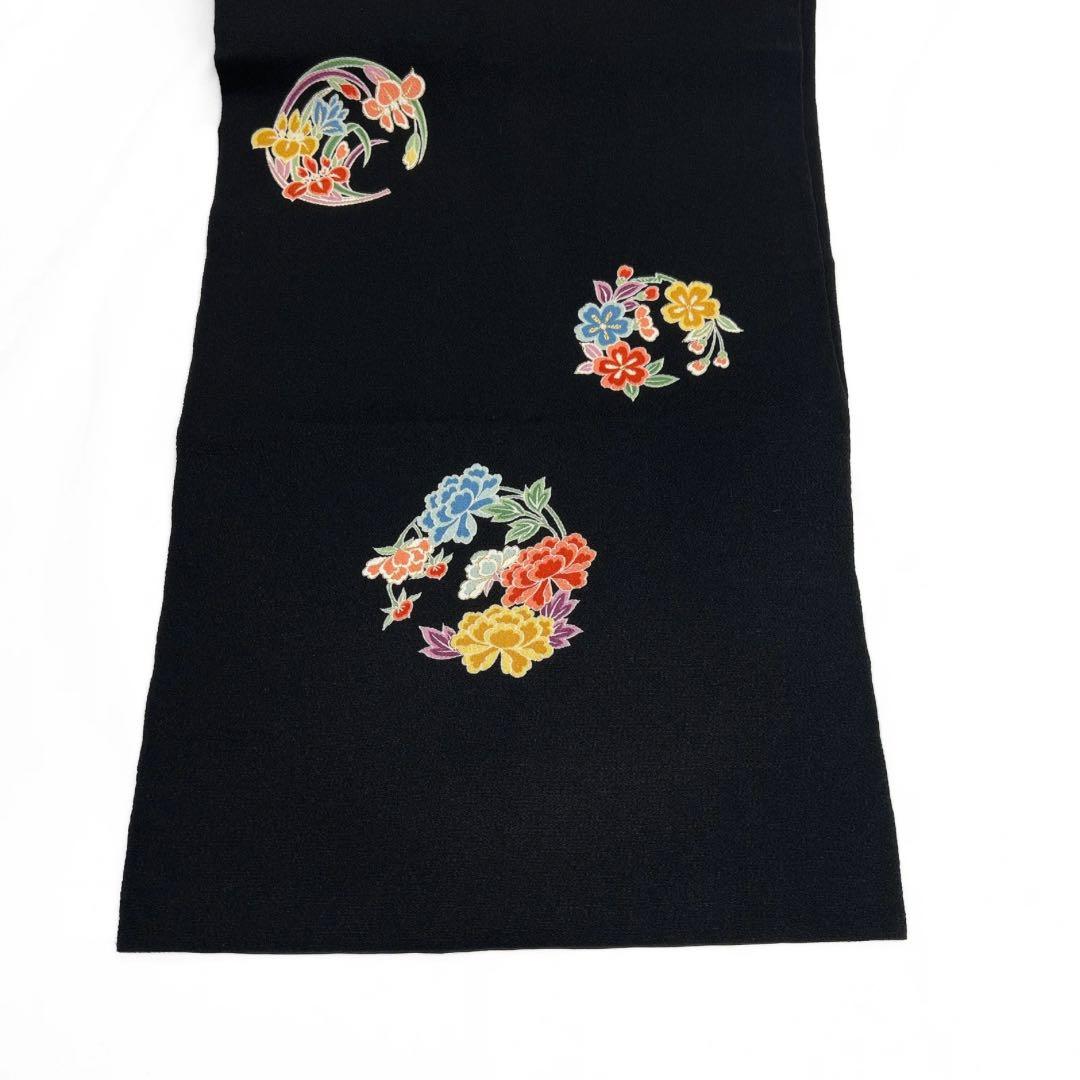 名古屋帯　ちりめん　金彩　花紋　牡丹　菊　桜　楓　着物　093a d