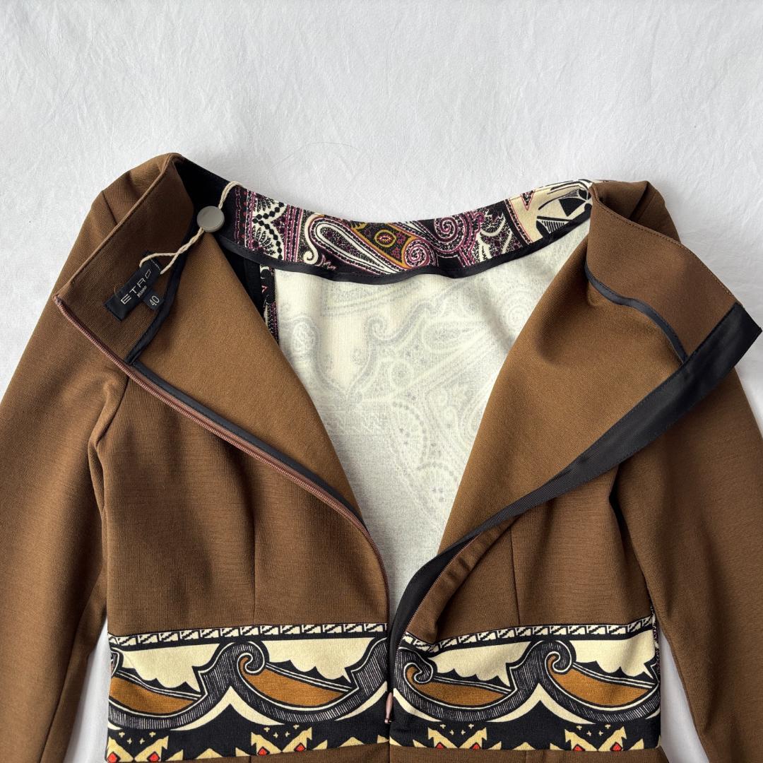 未使用 エトロ ペイズリー ウールブレンド ワンピース ブラウン 40