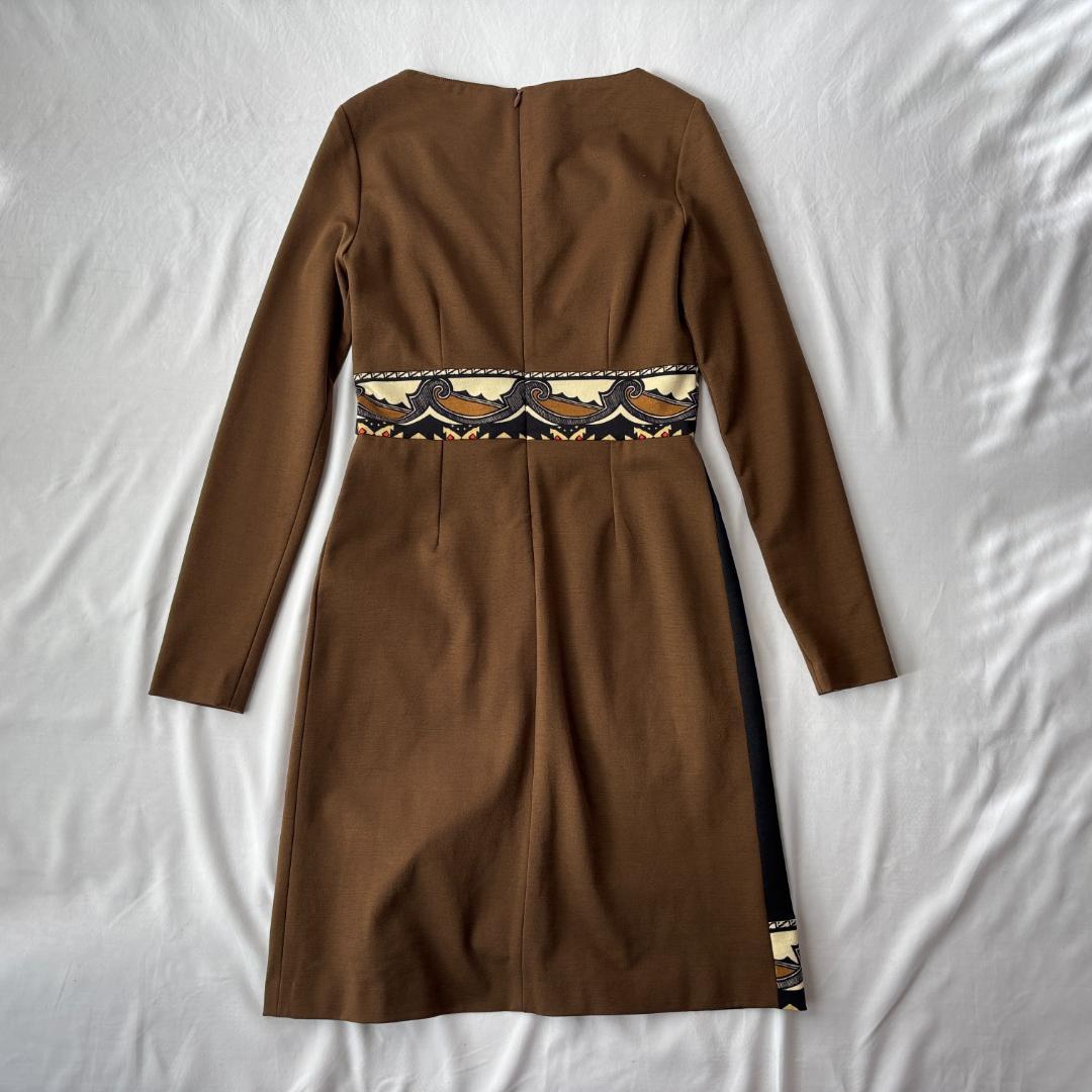 未使用 エトロ ペイズリー ウールブレンド ワンピース ブラウン 40