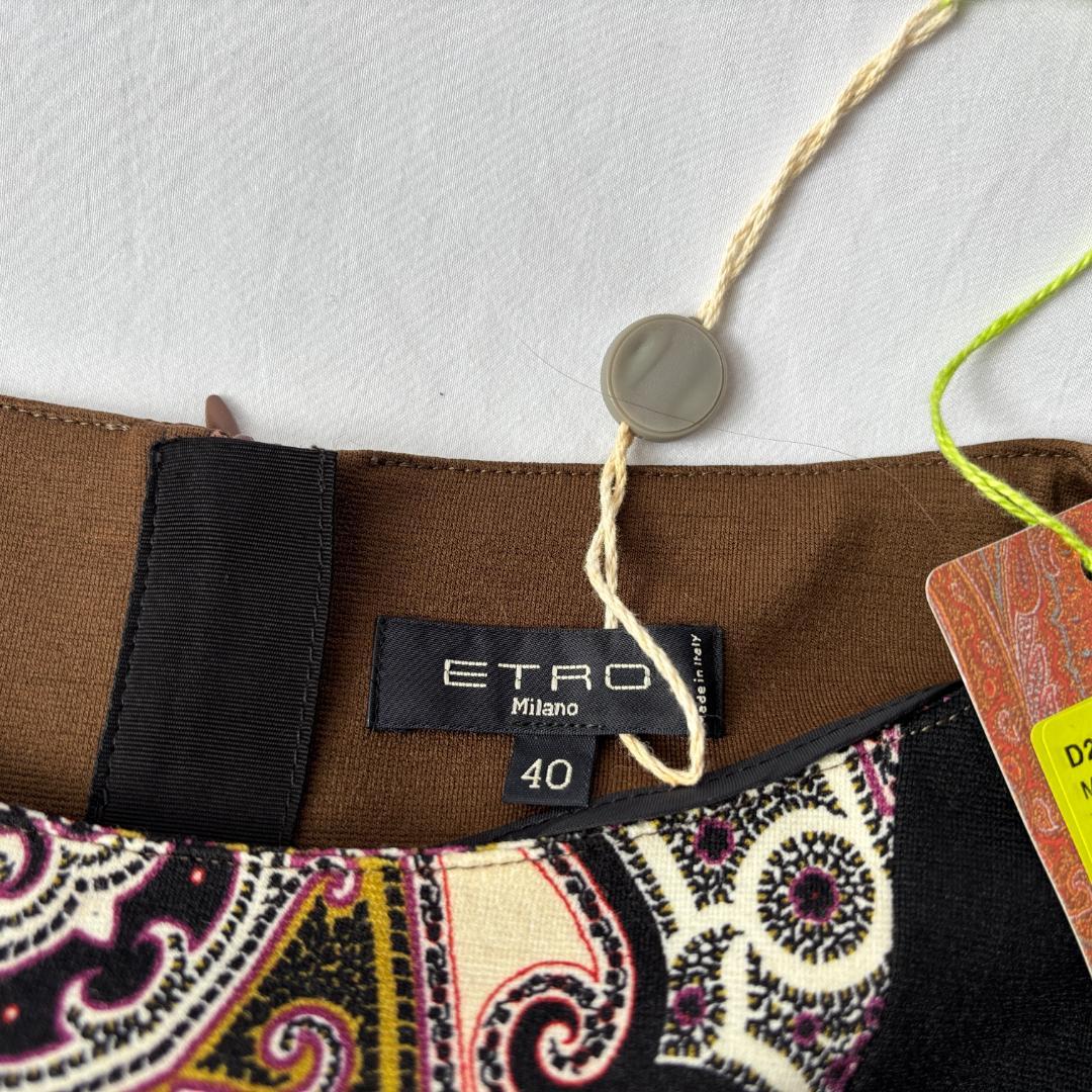 未使用 エトロ ペイズリー ウールブレンド ワンピース ブラウン 40