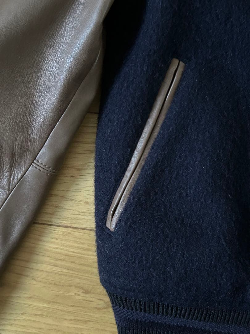 【美品】トゥモローランド MACPHEE 本革 スタジャン ネイビーとブラウン