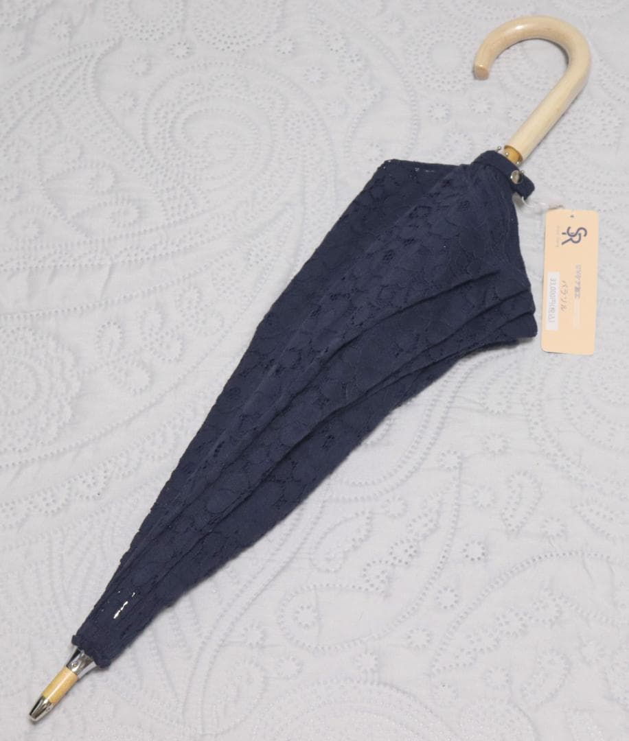 33,000円新品【長傘 日傘】繊細高級 豪華総レース かわず張り 木製 日傘