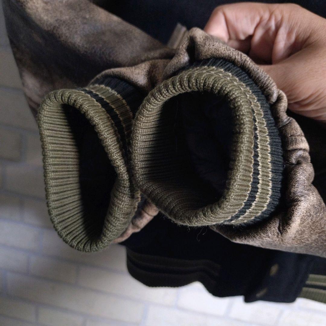 オニール★日本製 総刺繍 インディアン柄 アームレザー 牛革 スタジャン 黒 M