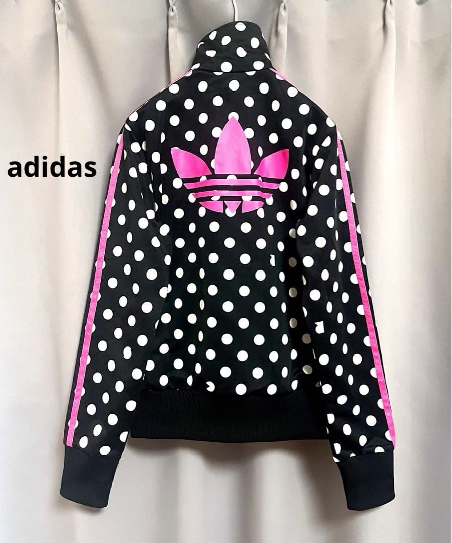 adidas 水玉バイカラージャージ 個性的 ゆったり y2kフェアリーグランジ