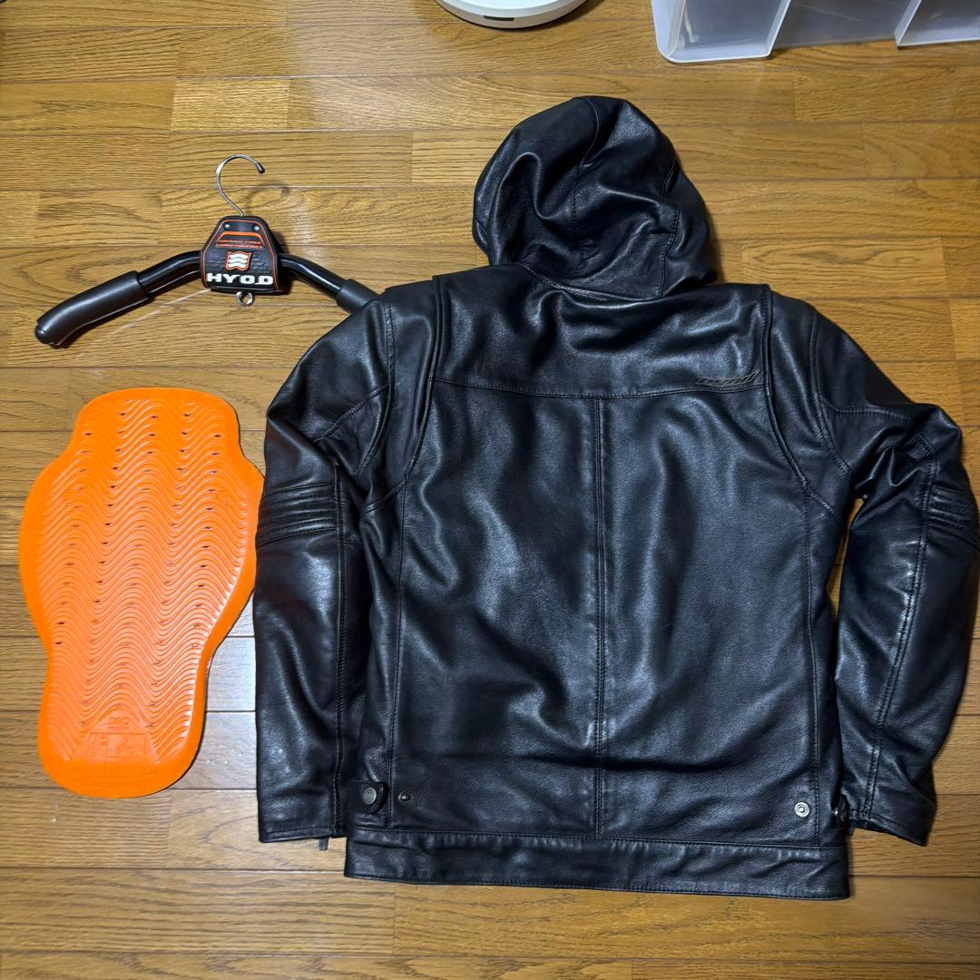 けすぽHYOD レザーパーカー　フーデットジャケット　D3O シープレザー