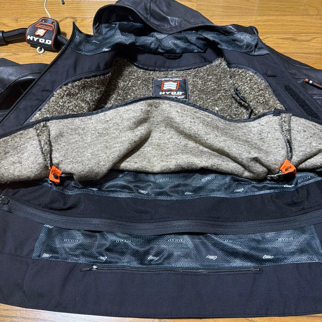 けすぽHYOD レザーパーカー　フーデットジャケット　D3O シープレザー