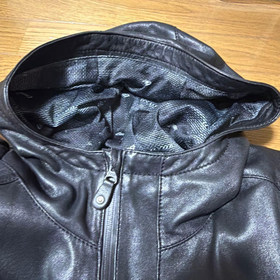 けすぽHYOD レザーパーカー　フーデットジャケット　D3O シープレザー