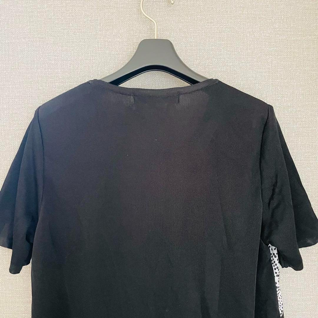 美品✨レオナール 絹100 ラインストーン華やかニットロングチュニック黒系 LL