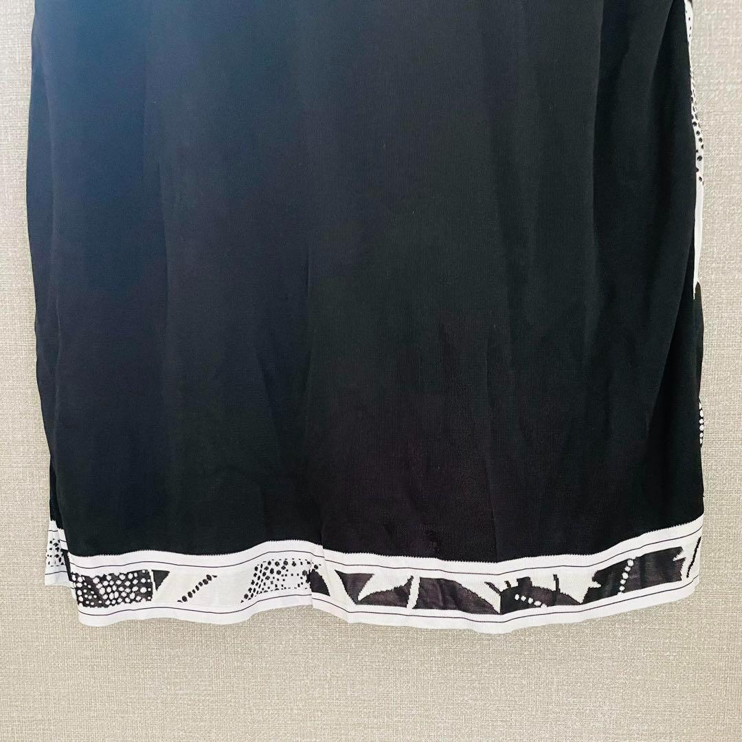 美品✨レオナール 絹100 ラインストーン華やかニットロングチュニック黒系 LL