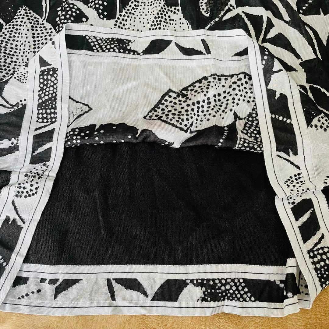 美品✨レオナール 絹100 ラインストーン華やかニットロングチュニック黒系 LL