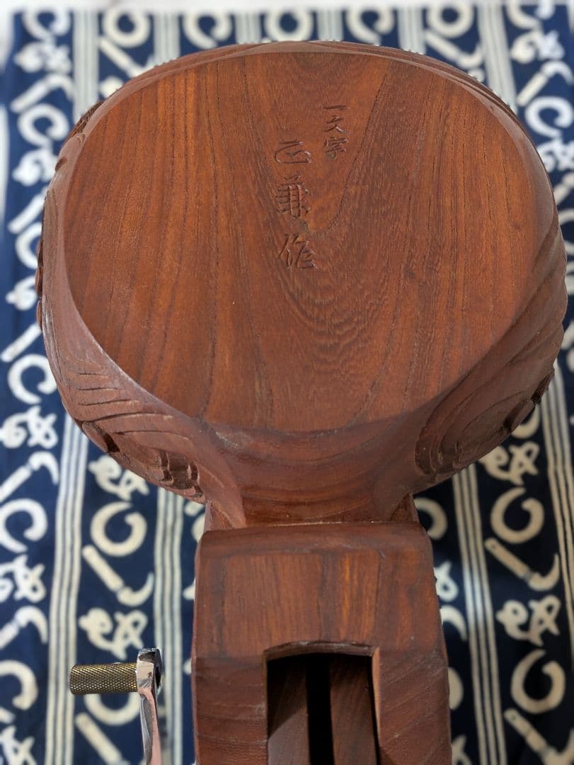 【美品】墨つぼ　 鶴・亀・鯉の彫刻　縁起物