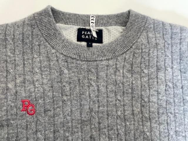 パーリーゲイツ　ケーブル編み　セーター　カシミヤ　防風裏地付　１　M