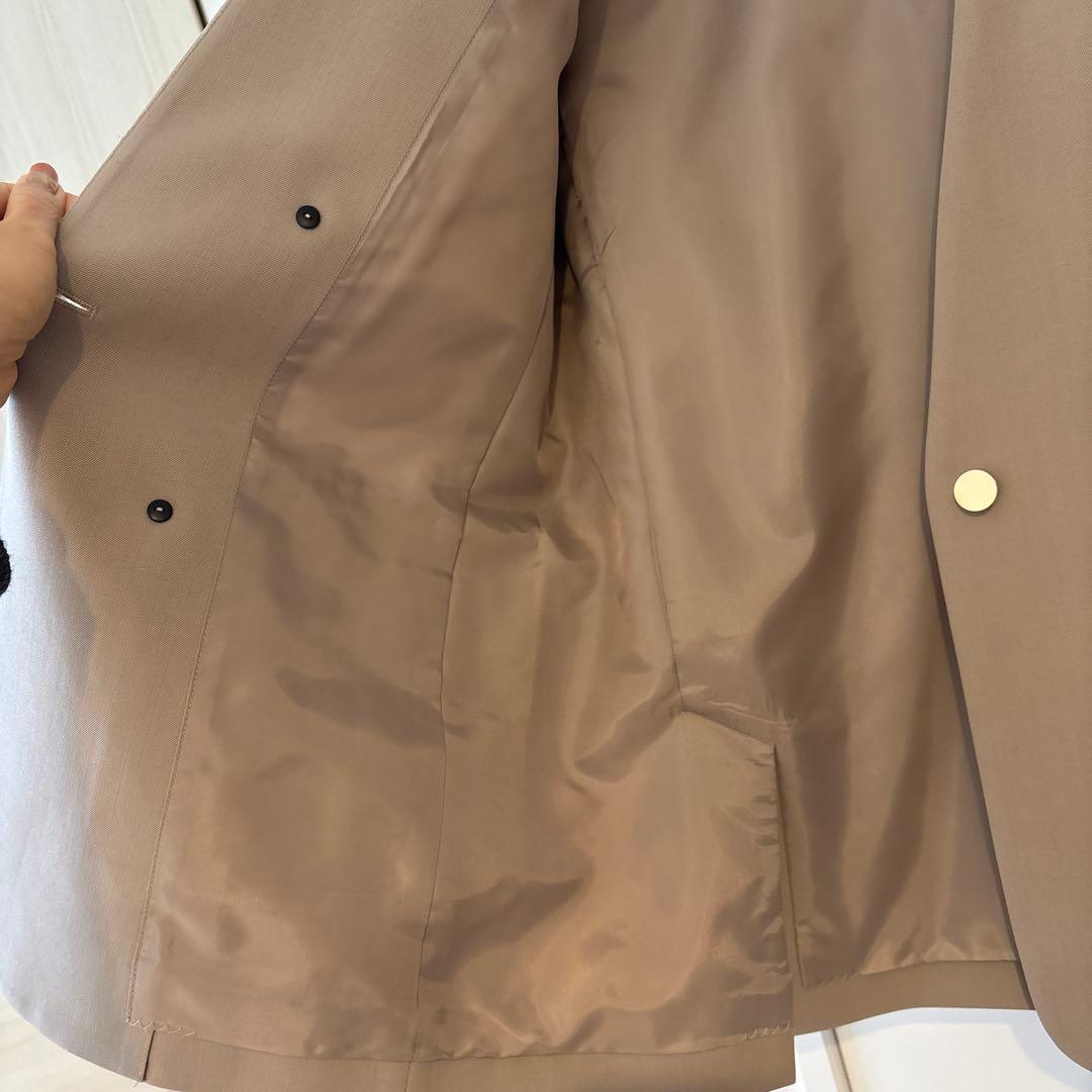 CINOH ノーカラーパールボタンジャケット ダブルブレスト　ベージュ