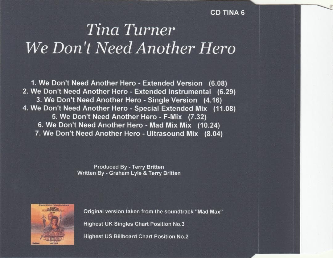 Tina Turner　孤独のヒーロー　リミックス集　CD