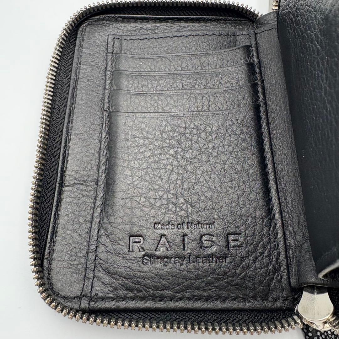 RAISE スティングレイ エイ革 ラウンドファスナー 財布 黒 スターマーク