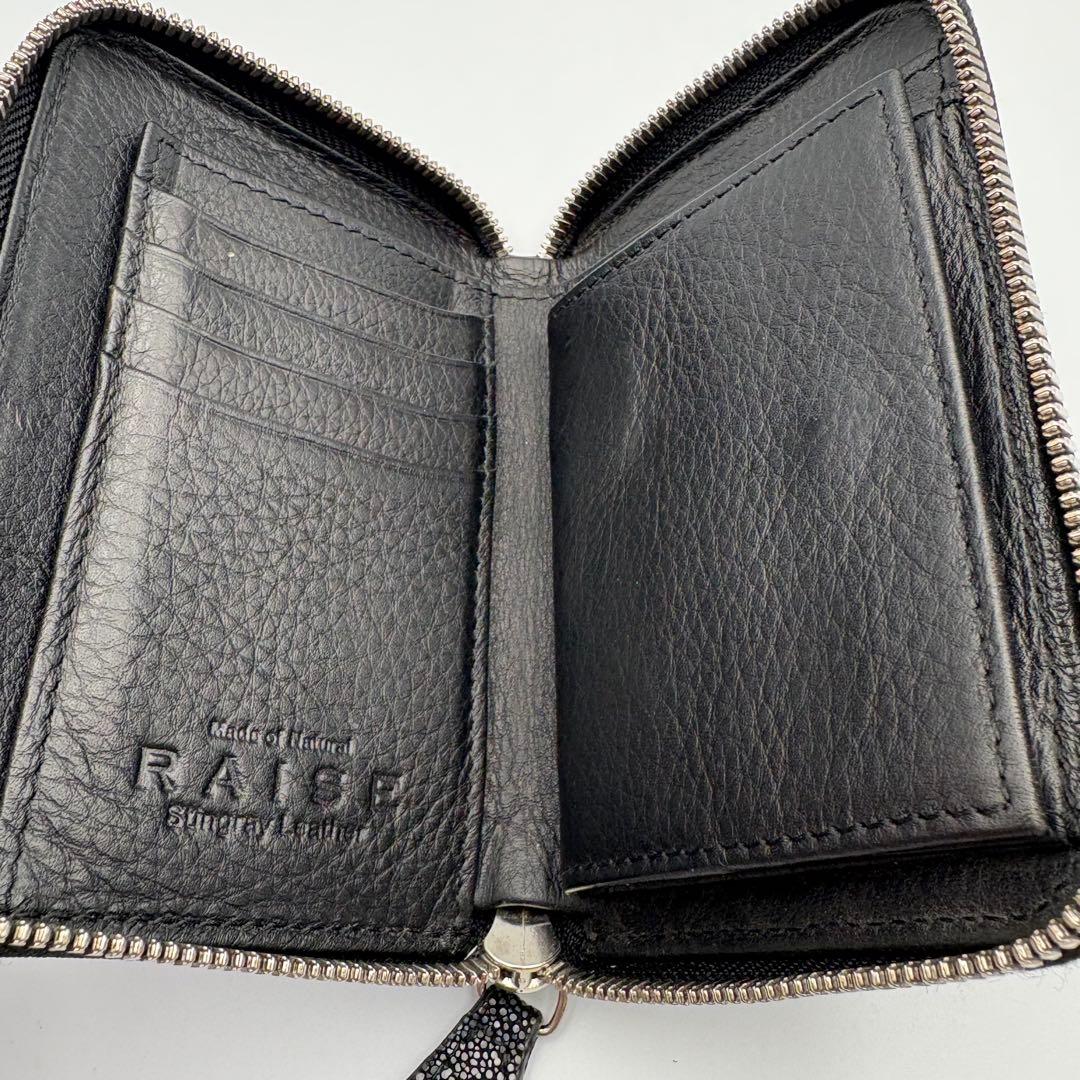 RAISE スティングレイ エイ革 ラウンドファスナー 財布 黒 スターマーク