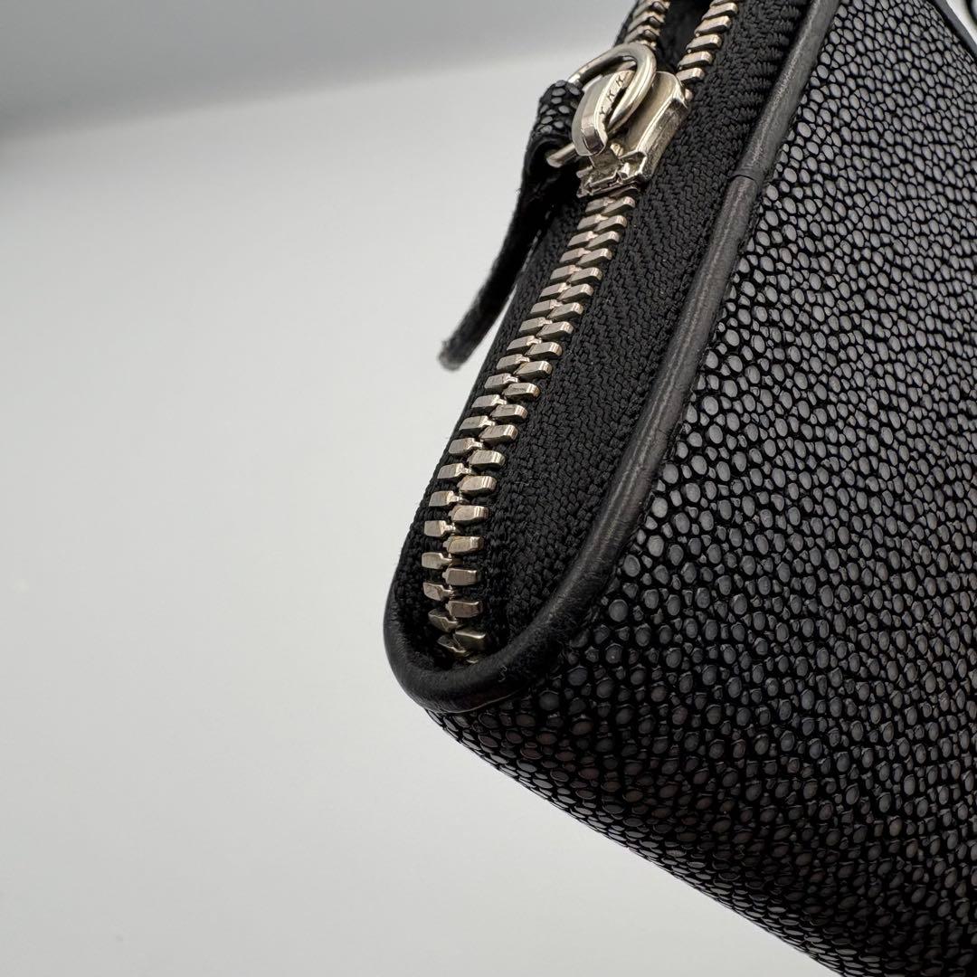 RAISE スティングレイ エイ革 ラウンドファスナー 財布 黒 スターマーク