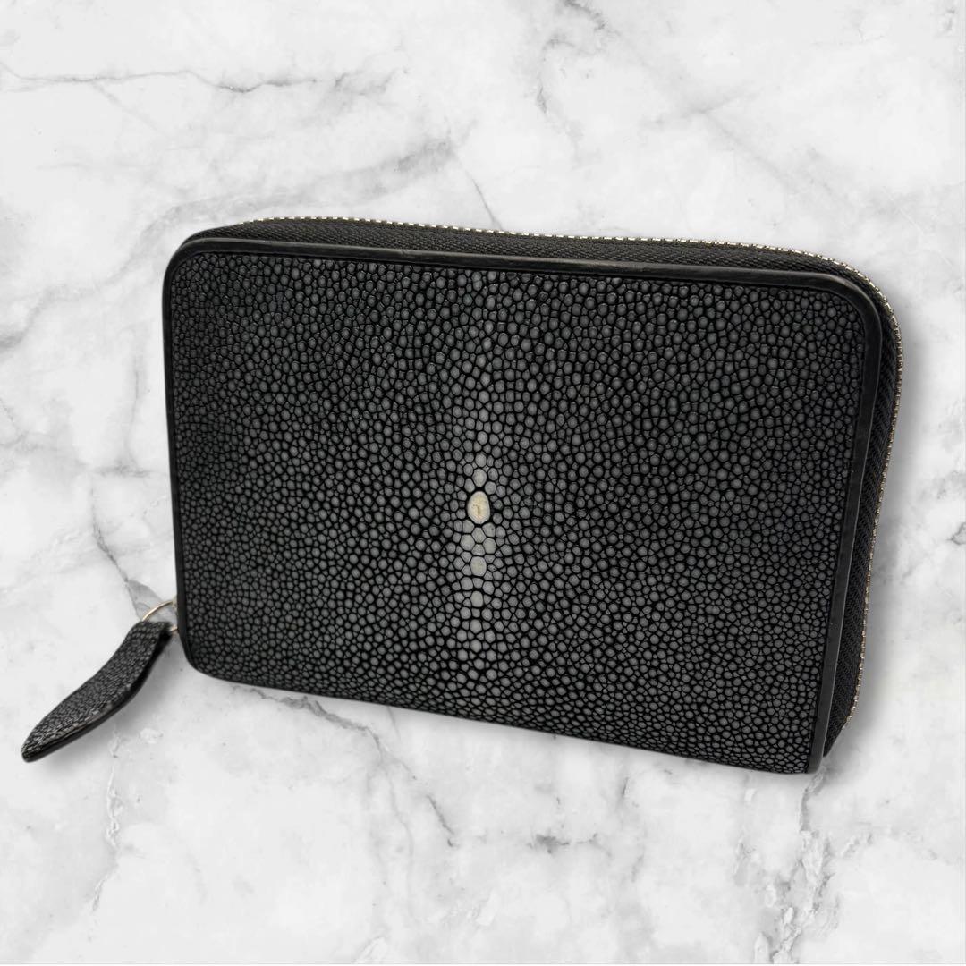 RAISE スティングレイ エイ革 ラウンドファスナー 財布 黒 スターマーク