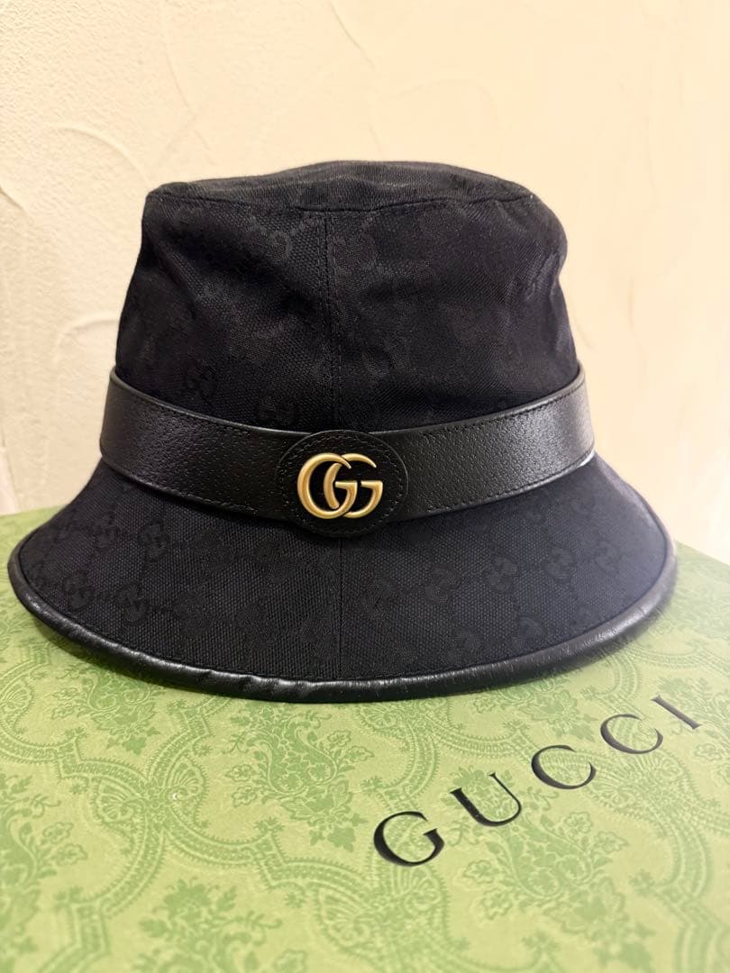 GUCCI ブラック バケットハット M(58cm)ブラック メンズ レディース
