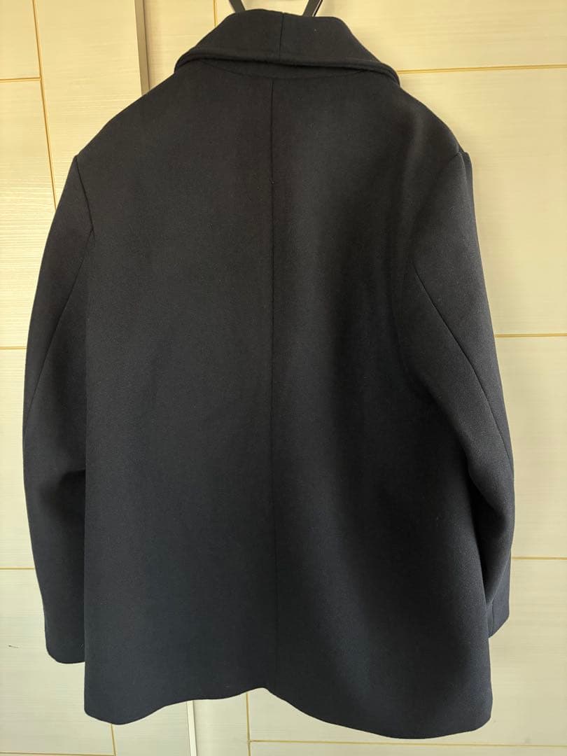 ダブルブレストショールカラーピーコート ダークネイビー　karaku