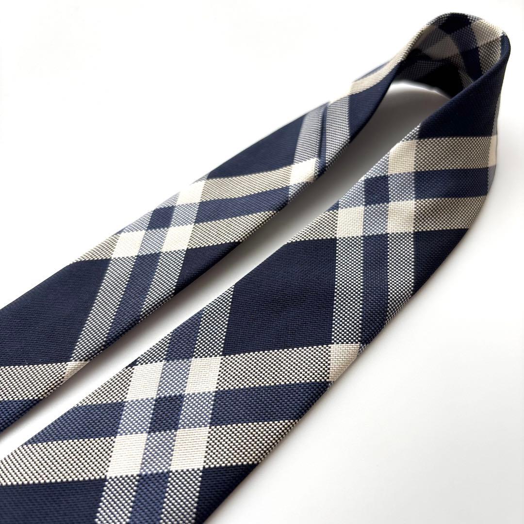 ꧁美品꧂ バーバリーブラックレーベル ネクタイ ホースロゴ チェック ネイビー