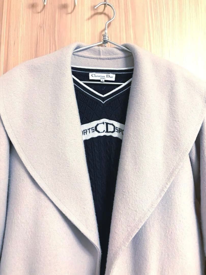 GRACE CONTINENTAL Diagramファーカフスロングガウンコート