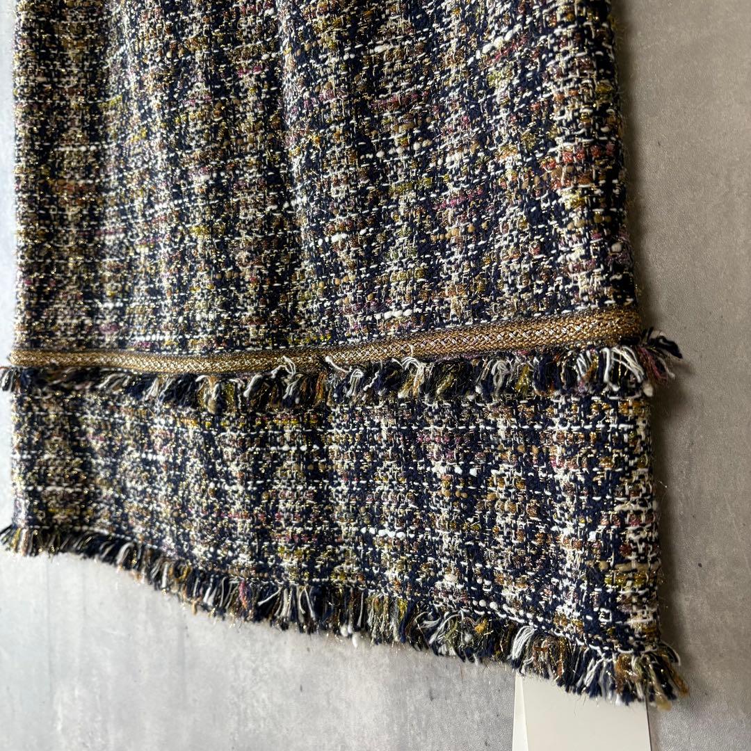 新品✨Viaggio Blu 高級ツイード タイトスカート 秋冬　フリンジ