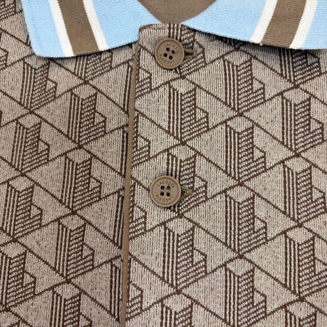 美品 LACOSTE ラコステ モノグラム 半袖ポロシャツ M相当 ブラウン