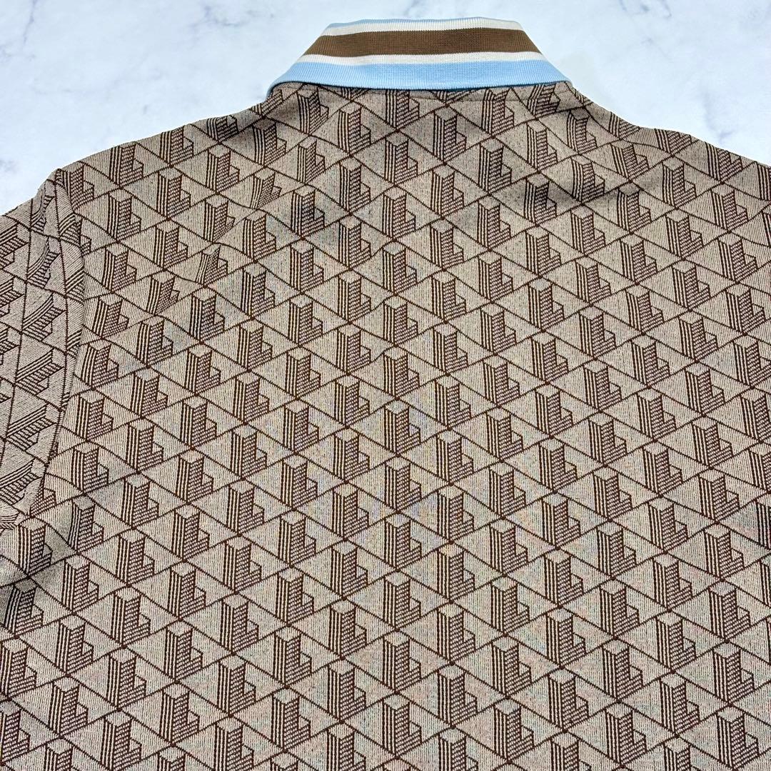 美品 LACOSTE ラコステ モノグラム 半袖ポロシャツ M相当 ブラウン