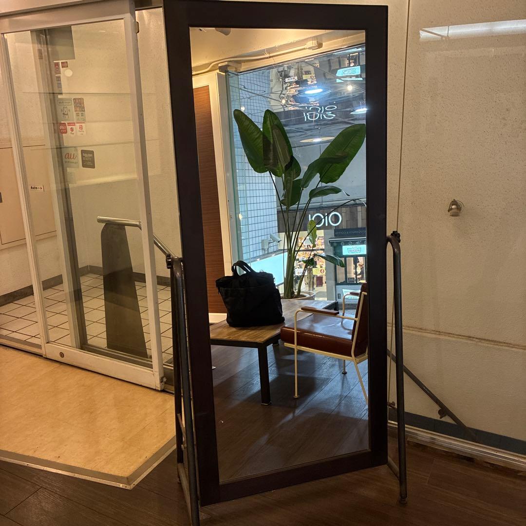 大型スタンドミラー 黒 木製フレーム