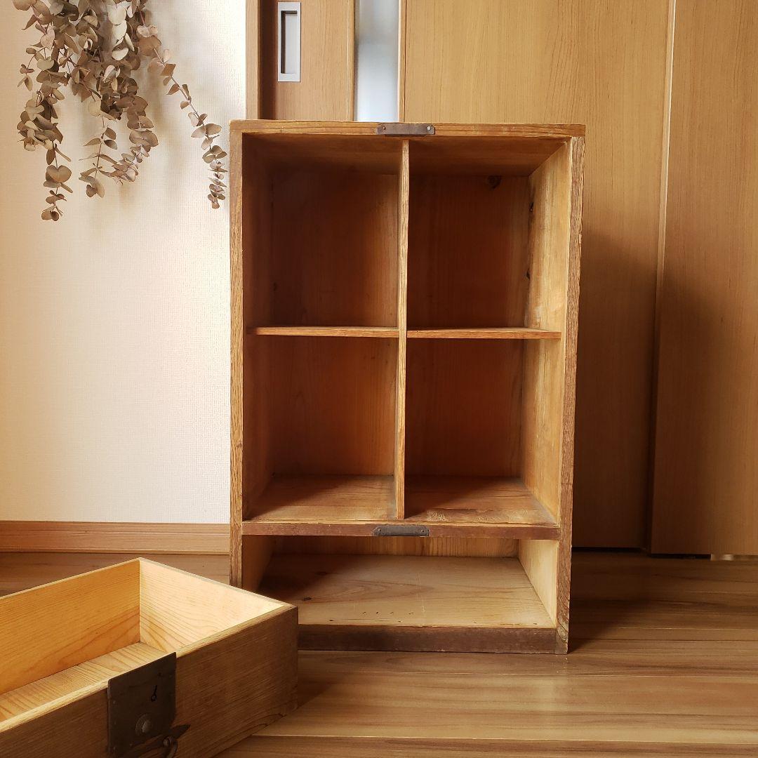 アンティーク 古い枡棚 古家具 引き出し 棚　収納棚 ディスプレイ