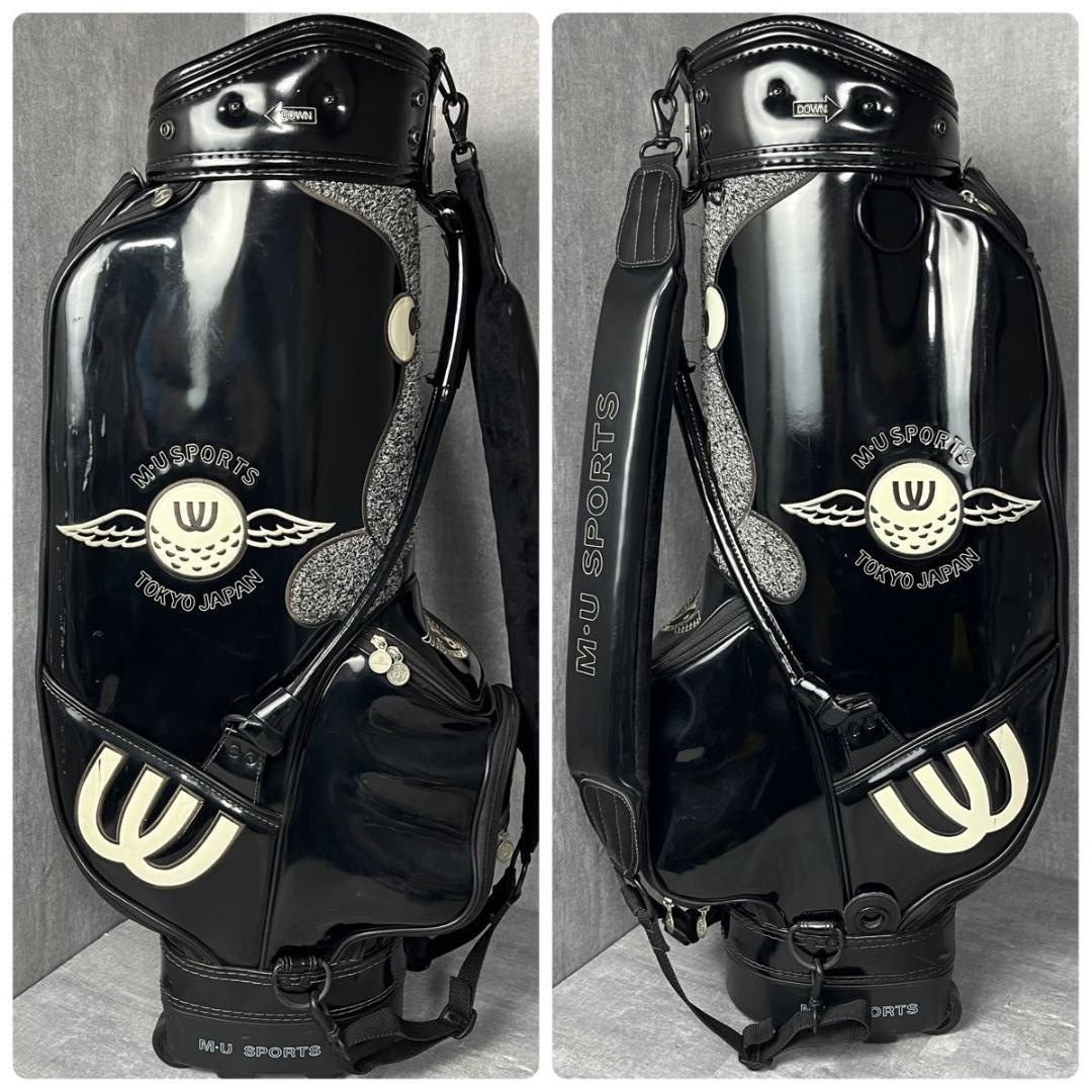 希少 ミエコウエサコ キャディバッグ エナメル キャスター付 刺繍 ゴルフ 廃盤