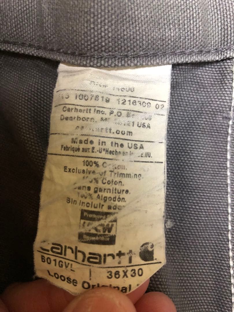 とら Carharttダブルニー グレー
