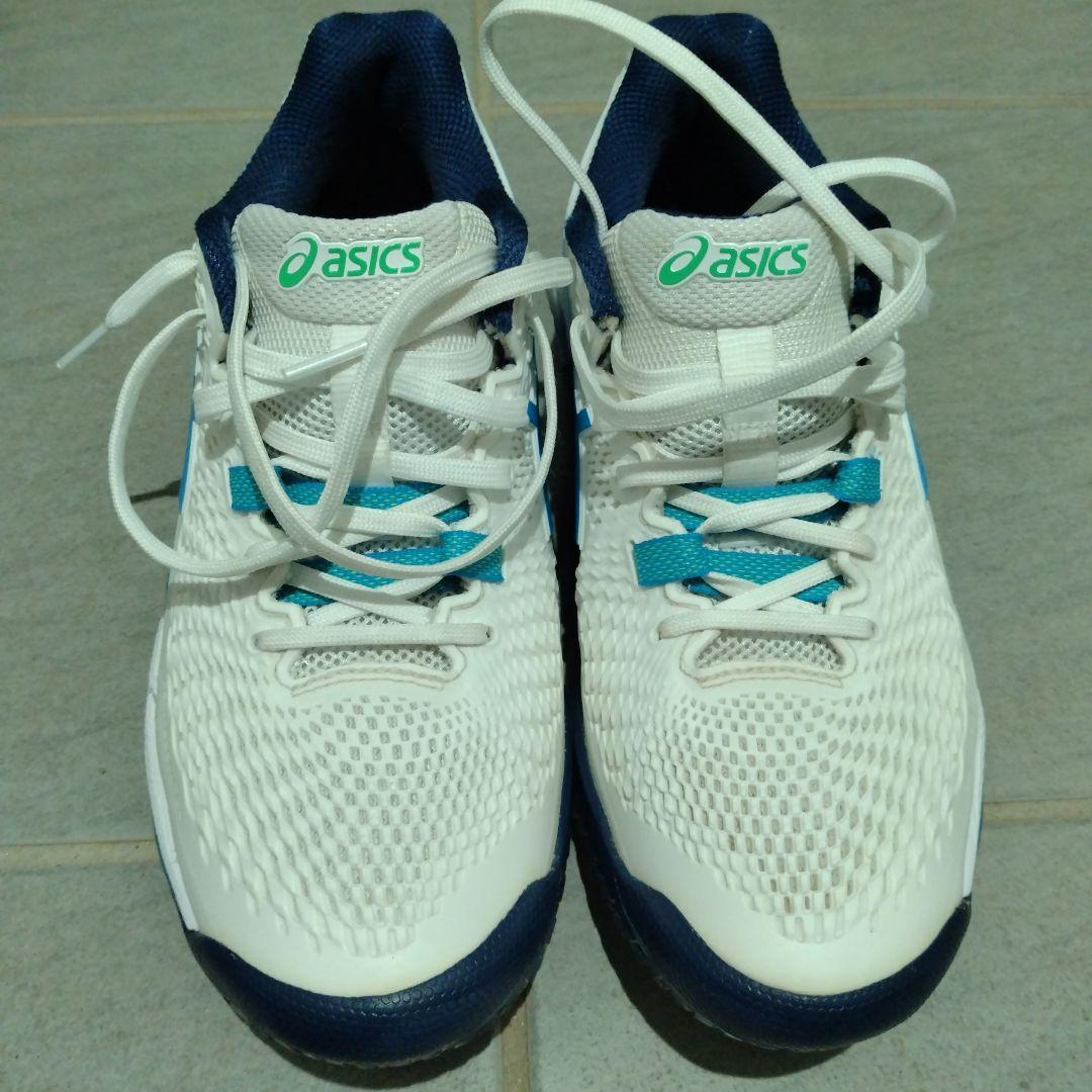 asics テニスシューズ ホワイト/ブルー