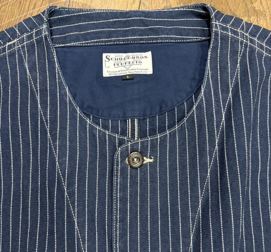 ＊ショット Schott BROS.インディゴ 濃紺 ウォバッシュ ベスト L