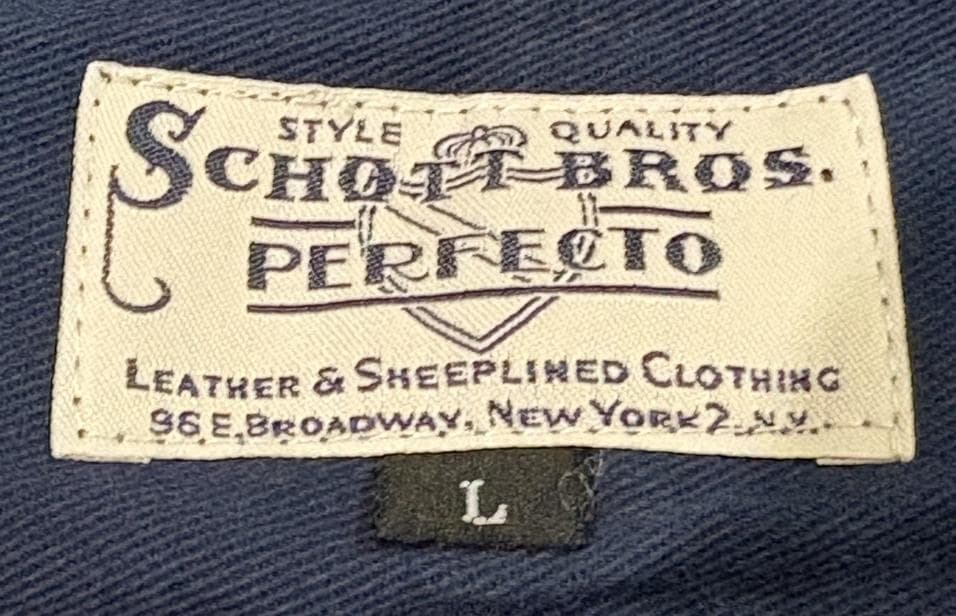 ＊ショット Schott BROS.インディゴ 濃紺 ウォバッシュ ベスト L