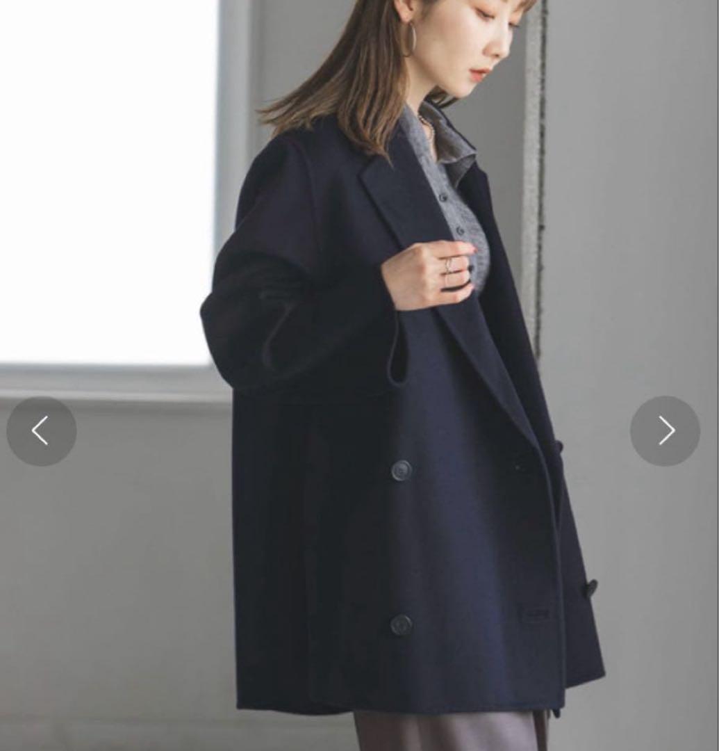 【極美品✨】noble Super160sチェスターミドルコート ネイビー