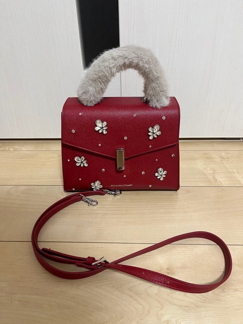 ゆ*様 ジルスチュアート　ランダムビジューファーハンドルバッグ