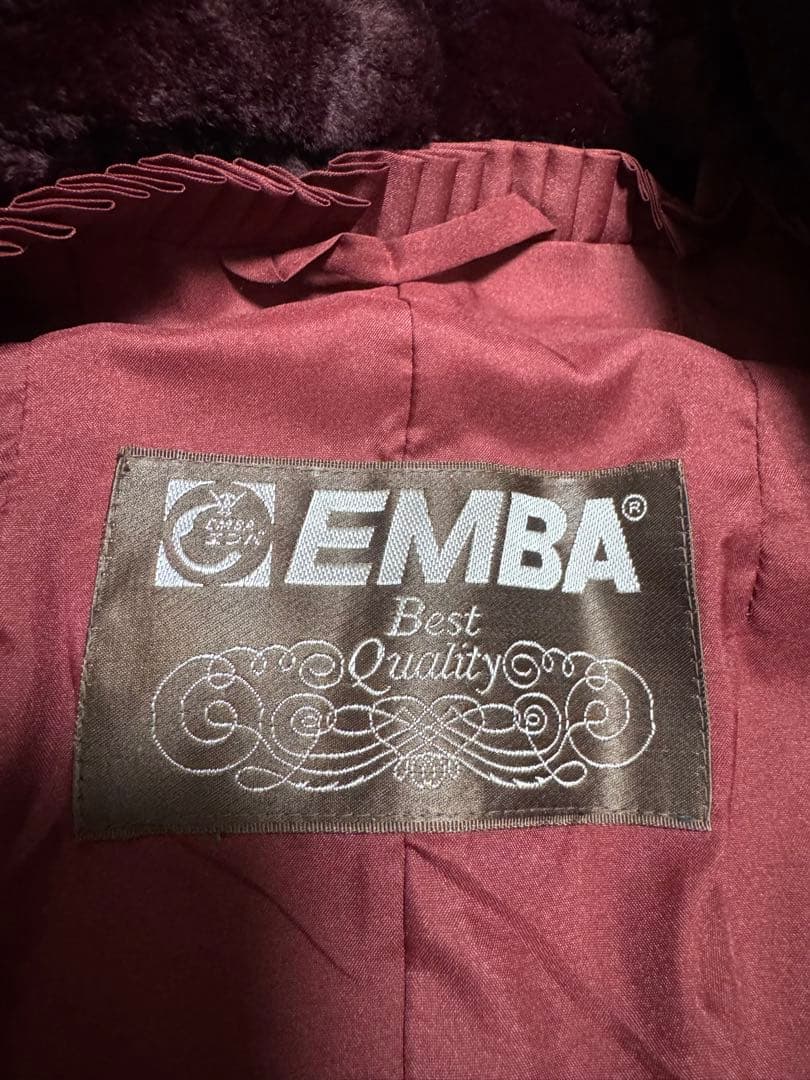 エンバ　EMBA 毛皮　ホワイトミンク Mサイズ　ワインレッド系　ファーコート