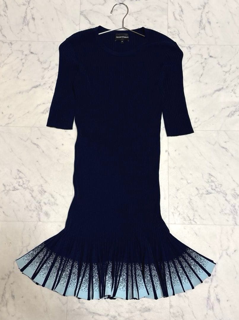 EMPORIO ARMANI グラデーション カーディガン フリル ワンピース