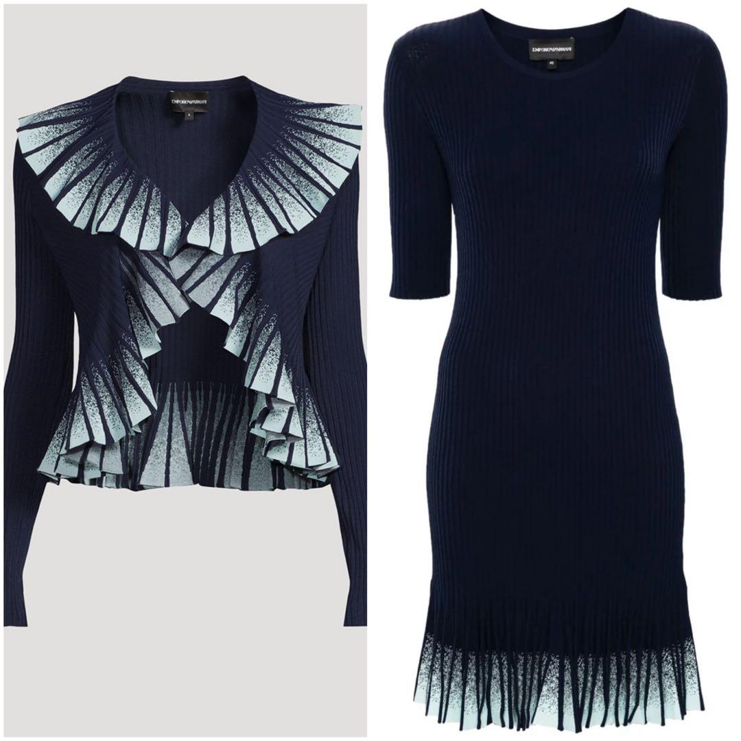 EMPORIO ARMANI グラデーション カーディガン フリル ワンピース