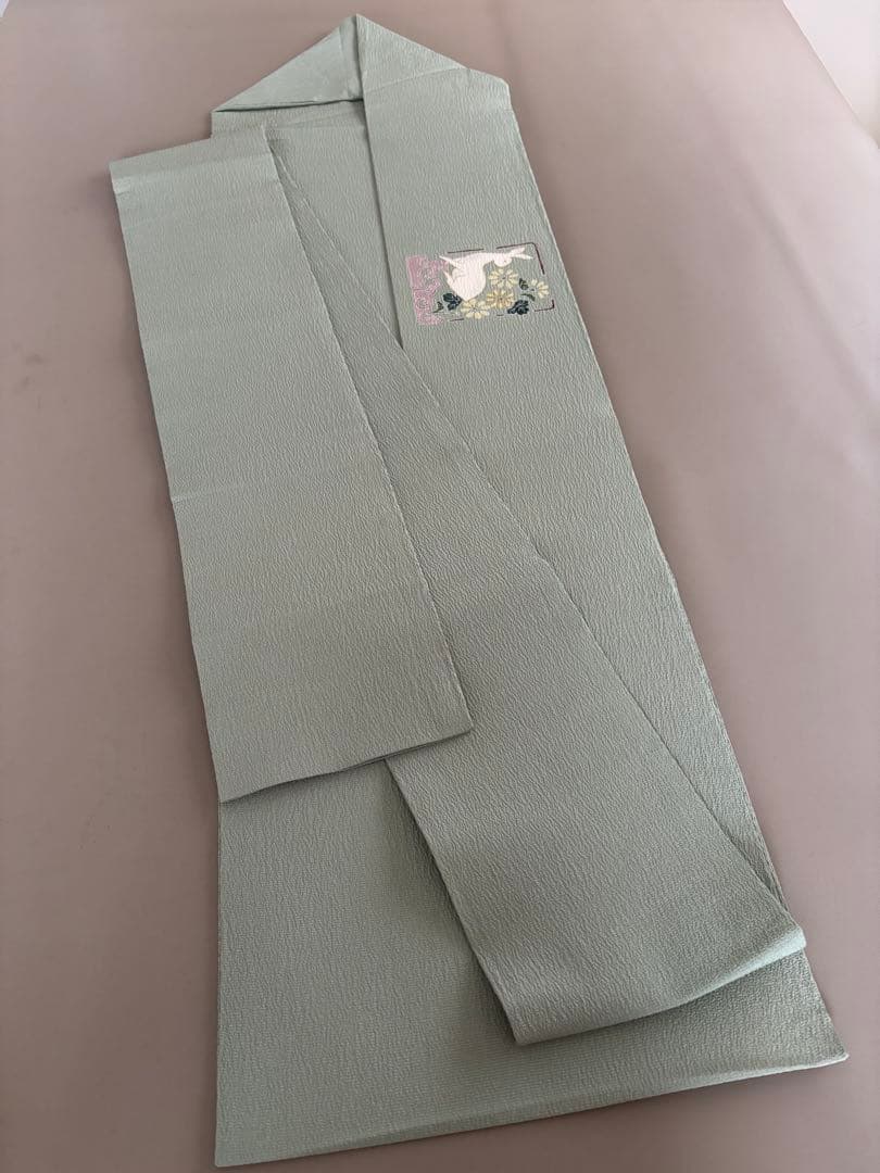 正絹 縮緬 九寸名古屋帯 金彩 花兎 手描き友禅 美品