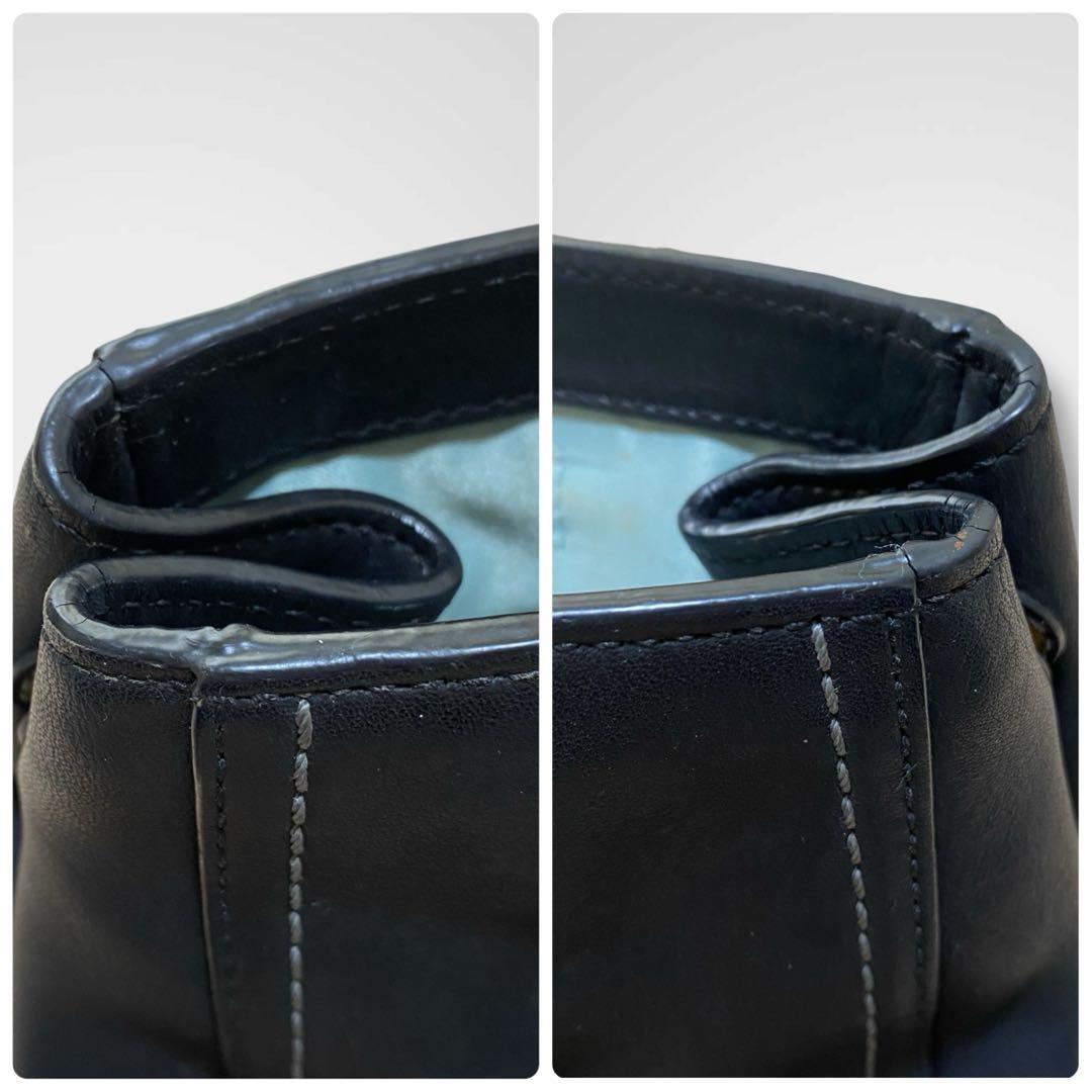 バッグ COACH leather turn lock tote bag black