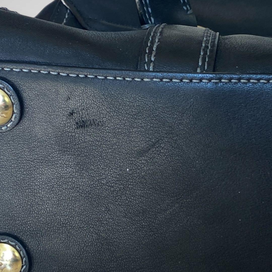 バッグ COACH leather turn lock tote bag black