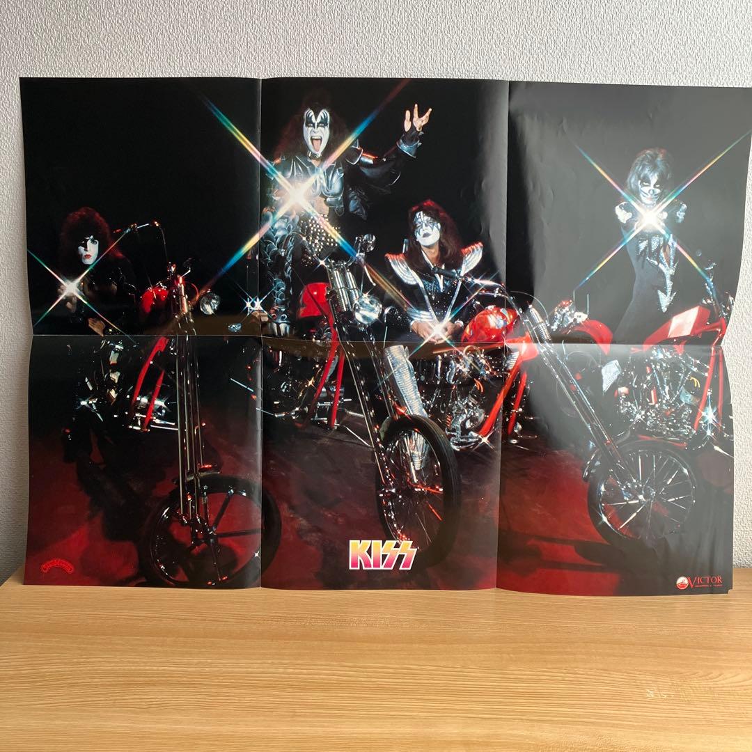 キッス　LPレコード　地獄のロック・ファイアー　ポスターとシール付き