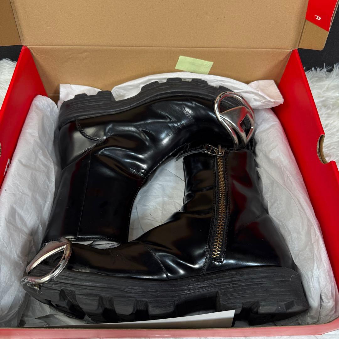 DIESEL D-HAMMER BT ZIP レザー Dプレート ブーツ 黒