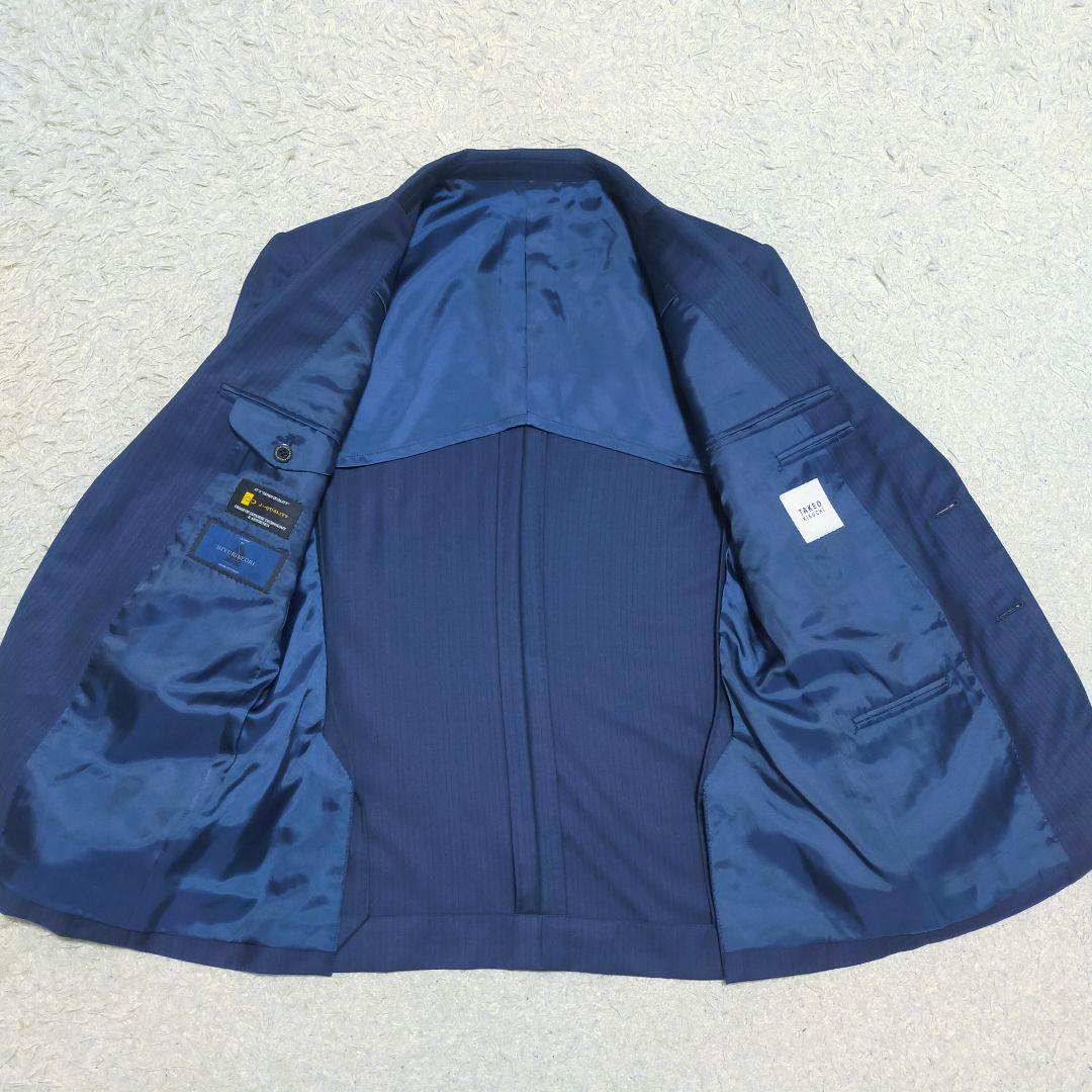 【紳士の装い】タケオキクチ×御幸毛織・スリーピーススーツ・ネイビーストライプ・S