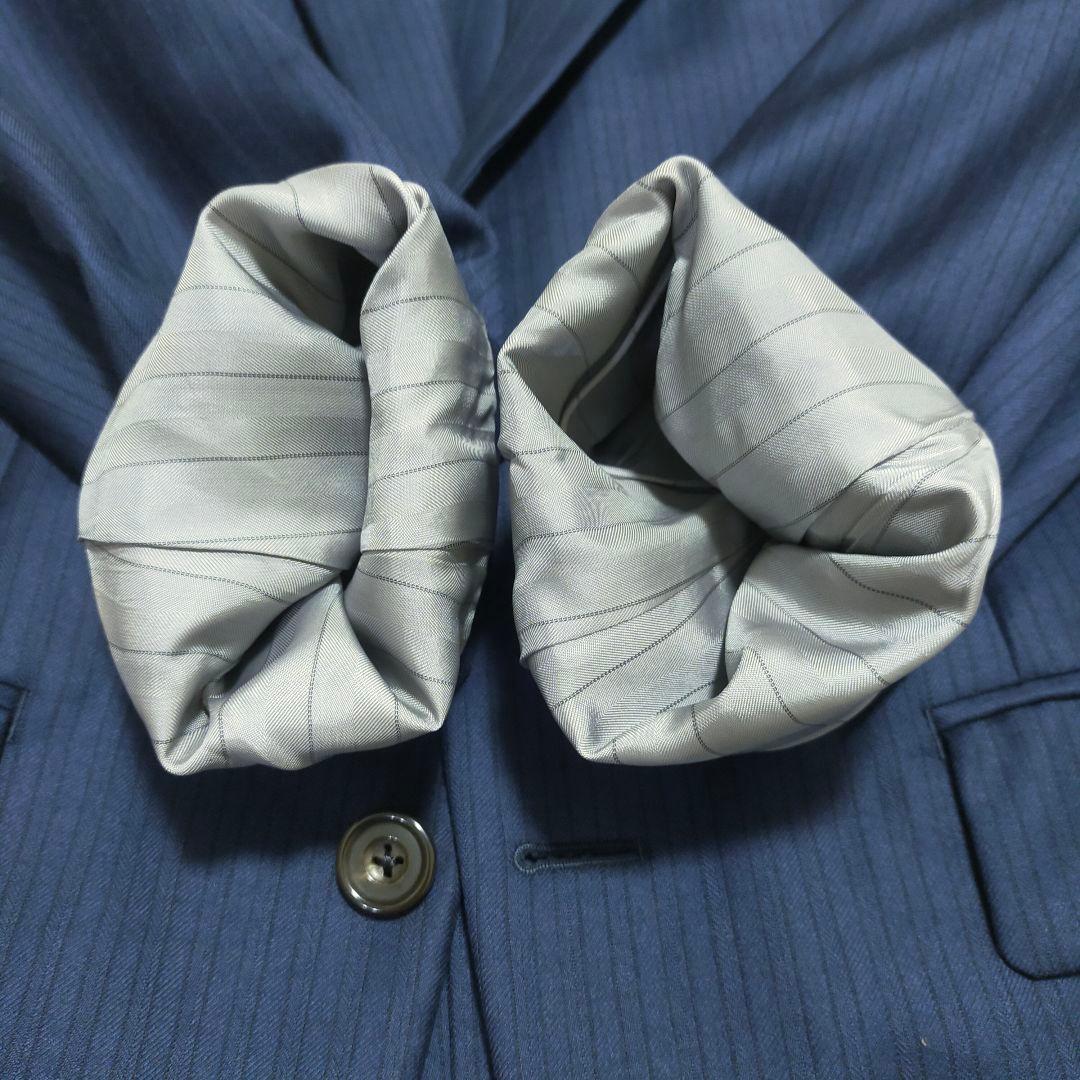 【紳士の装い】タケオキクチ×御幸毛織・スリーピーススーツ・ネイビーストライプ・S