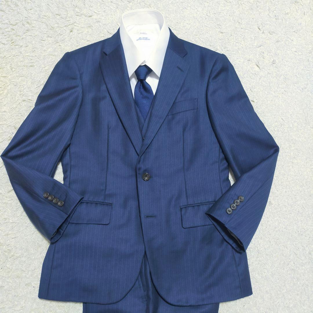 【紳士の装い】タケオキクチ×御幸毛織・スリーピーススーツ・ネイビーストライプ・S
