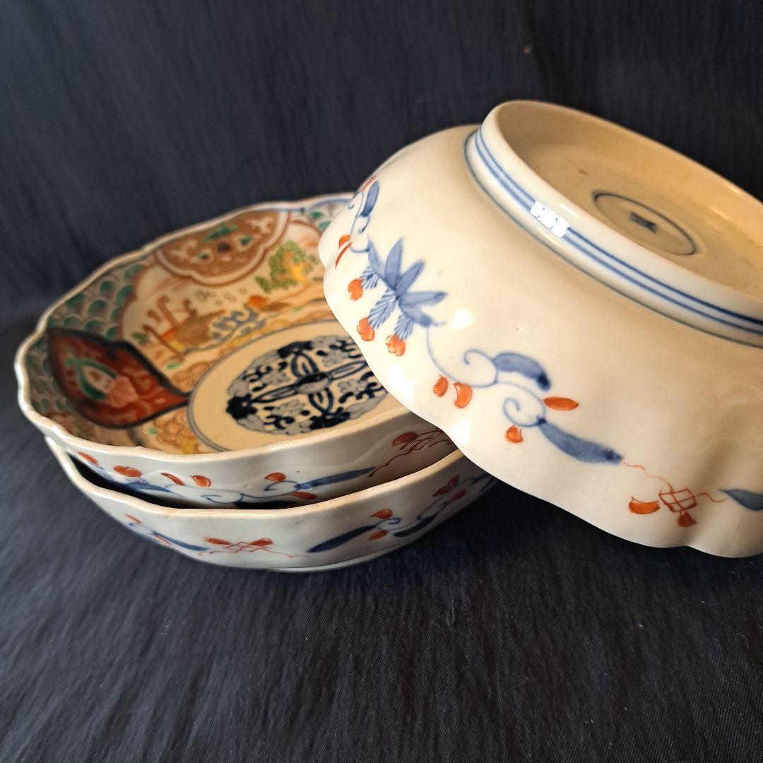 「金彩うさぎに 青海波(せいがいは)」古伊万里皿(直径15cm )3客セット 骨